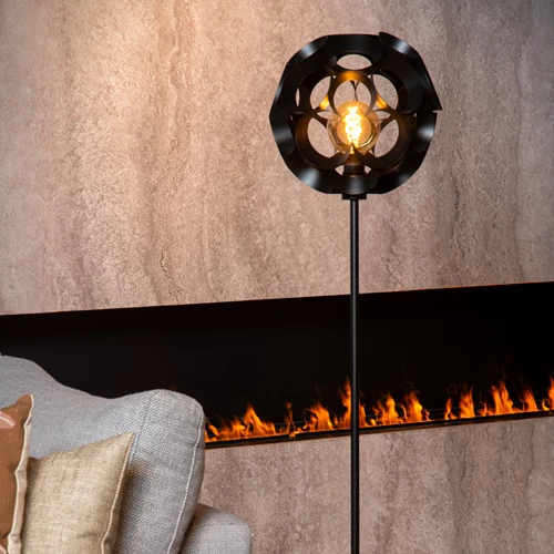 Lucide HANNELORE - Vloerlamp - Ø 30 cm - 1xE27 - Zwart - sfeer 1
